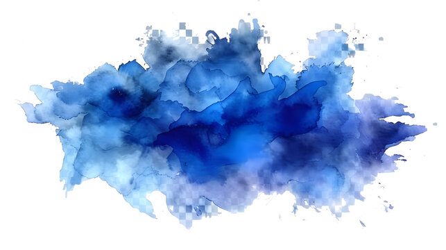 blue watercolor stain on transparent background