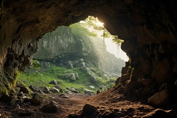 Landscape Perspectives: Include the cave surroundings in your photos.