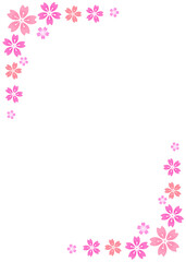 桜のフレーム　素材　和風　見出し　飾り枠　コーナー　シンプル　おしゃれ　イメージ　入学　卒業　ひなまつり　ひな祭り　年賀　縦長　白バック　透過