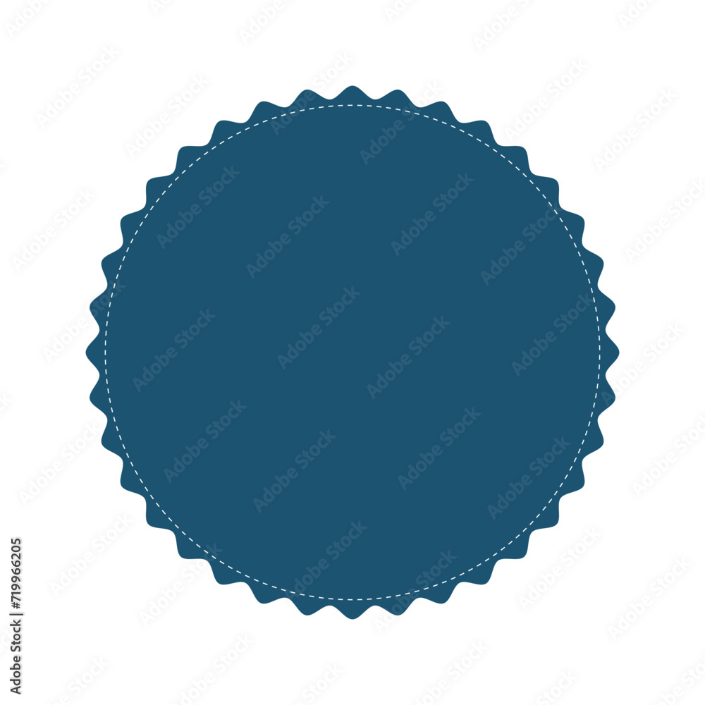 Poster stitched zig-zag circle collection in blue color. circle with sharp and rounded waves edge. sale and