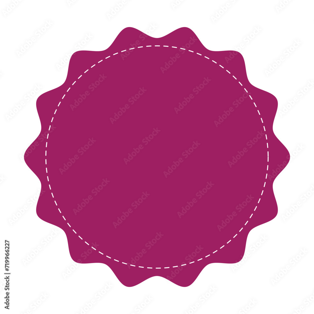 Poster stitched zig-zag circle collection in purple color. circle with sharp and rounded waves edge. sale a