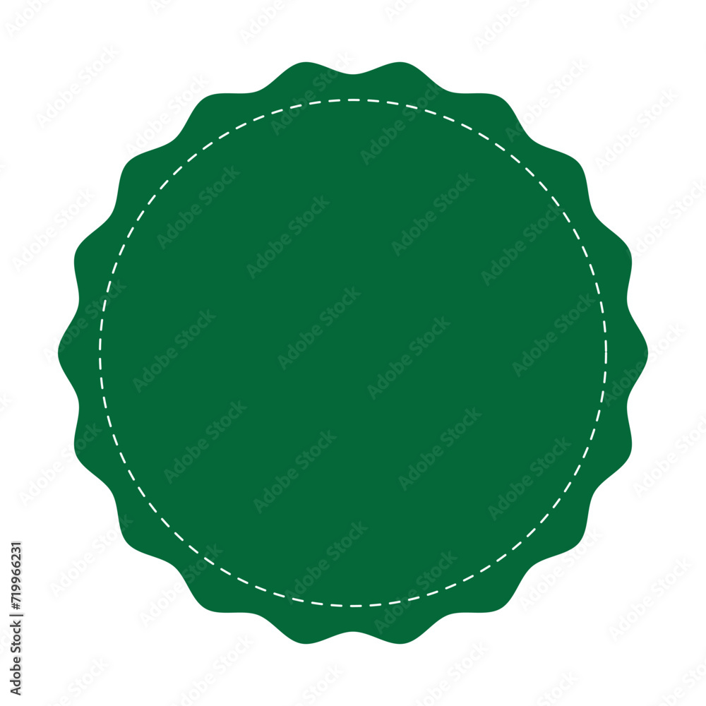 Poster stitched zig-zag circle collection in green color. circle with sharp and rounded waves edge. sale an
