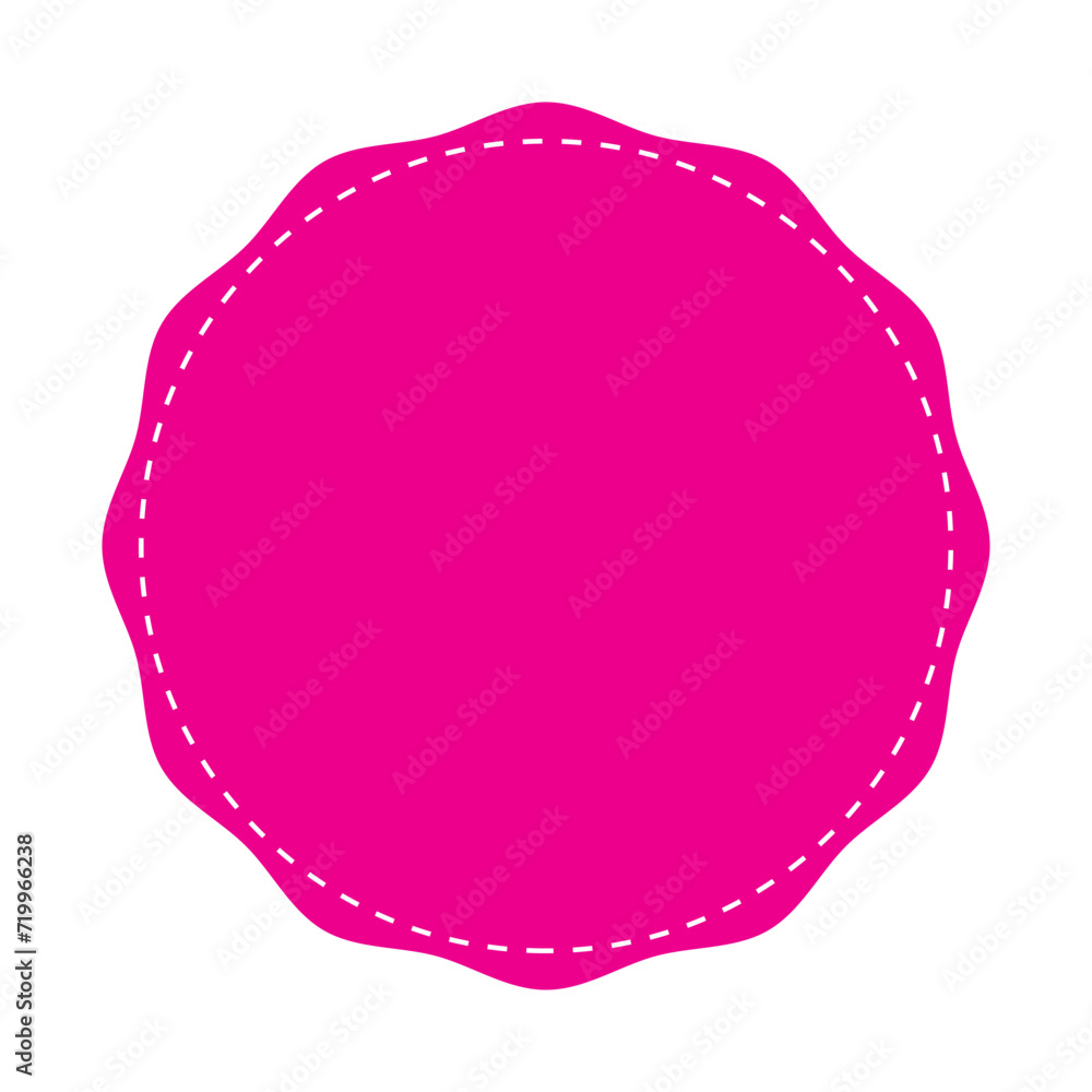 Poster stitched zig-zag circle collection in pink color. circle with sharp and rounded waves edge. sale and