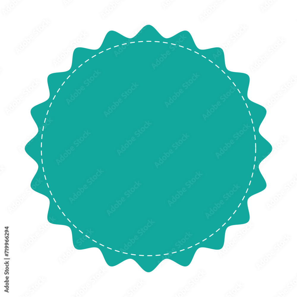 Poster stitched zig-zag circle collection in sky color. circle with sharp and rounded waves edge. sale and 