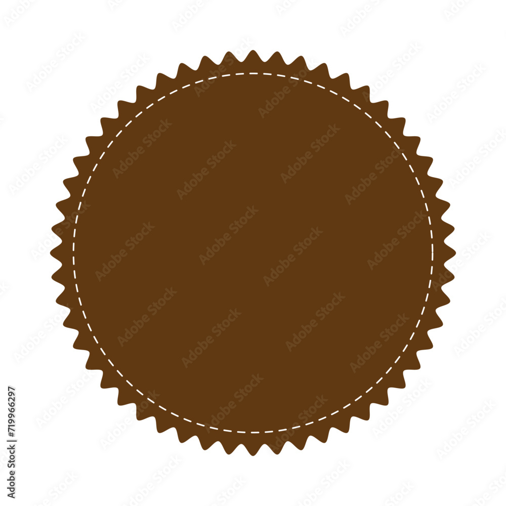 Poster stitched zig-zag circle collection in brown color. circle with sharp and rounded waves edge. sale an