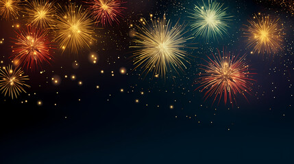 Naklejka premium Beautiful fireworks background at night for holiday decoration
