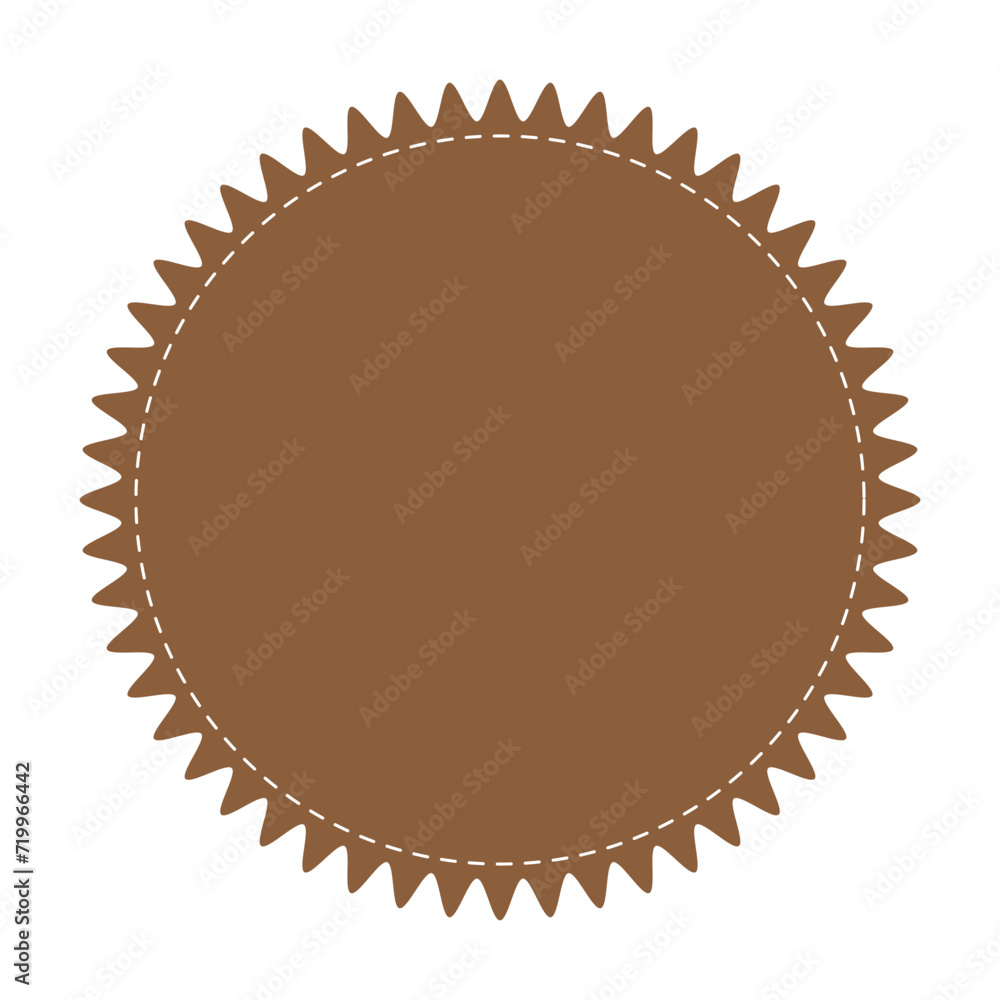 Poster stitched zig-zag circle collection in brown color. circle with sharp and rounded waves edge. sale an