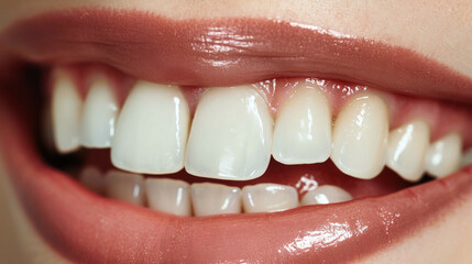 Close-Up of Womans Bright Smile With White Teeth