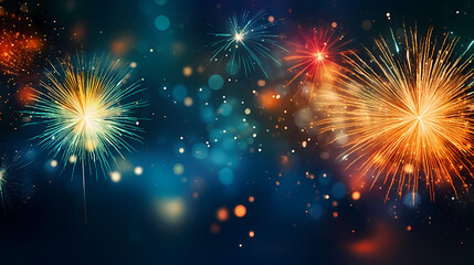 Fototapeta premium Beautiful fireworks background at night for holiday decoration