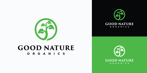 Vector logo design illustration of nature green growth tree.
