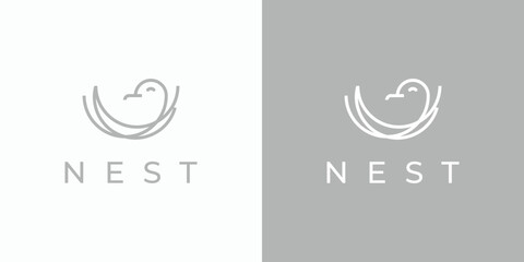 Bird's nest illustration vector logo design.