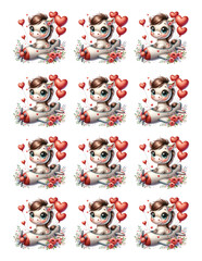 Cute Hors Flowers Heart Balloon Stickers Sheet
