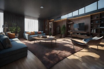 modern living room with fireplace