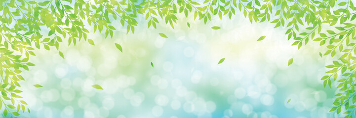 Naklejka premium 新緑 葉 暑中見舞い 背景