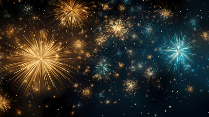 Fototapeta premium Happy New Year, burning fireworks with bokeh light background