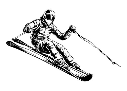 recommend clip art: Extreme sport skier on snowboard silhouette art design