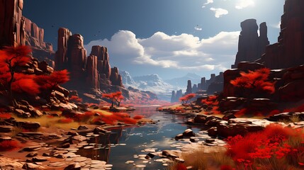 A breathtaking ruby red canyon with steep cliffs