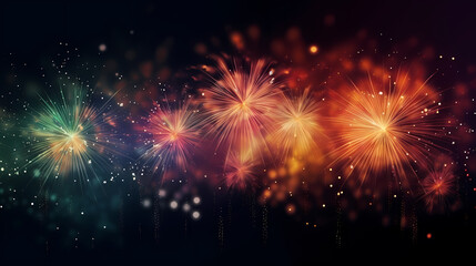 Fototapeta premium Happy New Year, burning fireworks with bokeh light background
