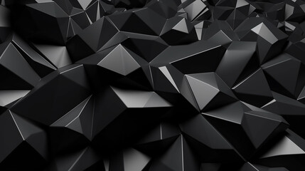 abstract black crystal background faceted. 3D render 
