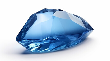 blue crystal isolated on white background. 3D render 