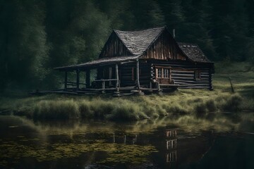 Fototapeta na wymiar old house on the lake