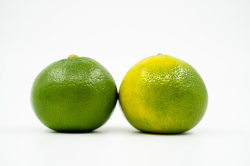Mandarin close up on white background isolated.