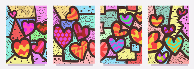 abstract love heart shape vector template. set of valentines day editable banner or print vector illustration  