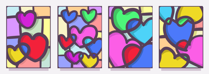 abstract love heart shape vector template. set of valentines day editable banner or print vector illustration  