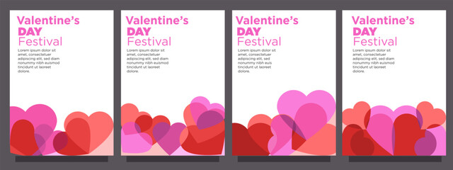 set of heart love for valentines day template in abstract syle. print or banner vector illustration template