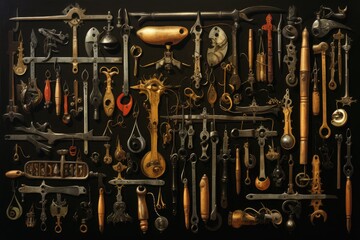 Tool Depictions: Close-ups of paintings showcasing specific tools.