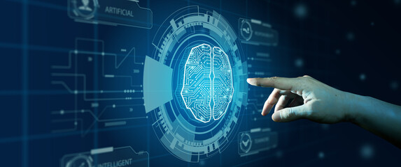 Artificial intelligence, Ai Concept. Businessman using Automation technology and Machine learning in business internet technology.