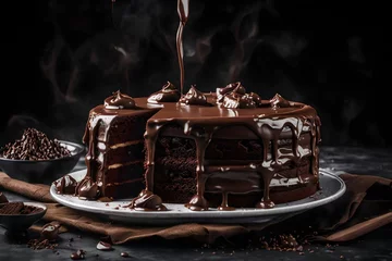 Fotobehang chocolate cake on a plate © awais