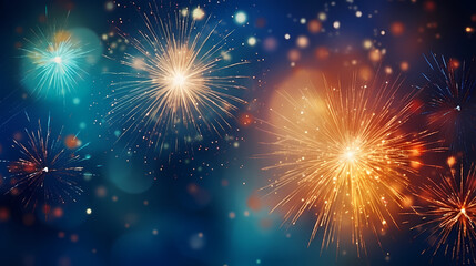 Fototapeta premium Beautiful creative holiday background. Fireworks and sparkles