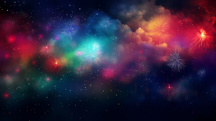 Fototapeta premium Beautiful creative holiday background. Fireworks and sparkles