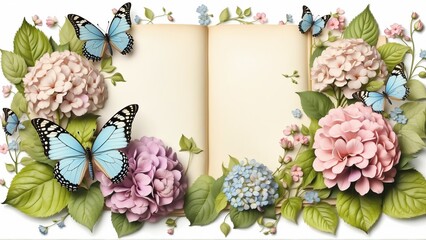 Floral Elegance Vintage Book Frame - Classic Style with a Timeless Beauty Concept, Perfect for Greeting Cards With Copy Space
