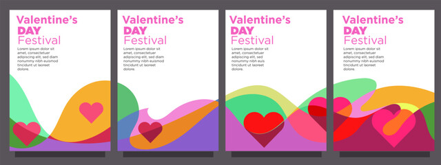 set of heart love for valentines day template in abstract syle. print or banner vector illustration template