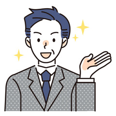 案内をする男子会社員 ビジネスマン