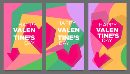 abstract love heart shape vector template. set of valentines day editable banner or print vector illustration  