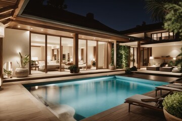 Obraz na płótnie Canvas luxury swimming pool at night