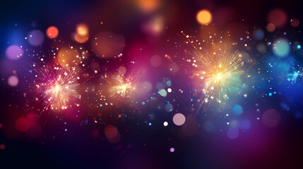 Fototapeta premium Beautiful creative holiday background. Fireworks and sparkles