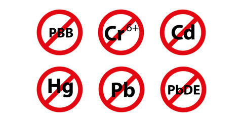 Hazardous Chemicals Prohibition Vector Signs - Safety and Environmental Protection Icons