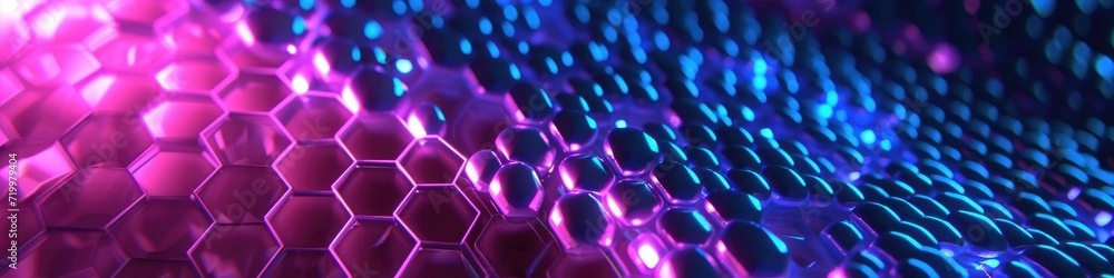 Poster holographic hexagon matrix 3d abstract background