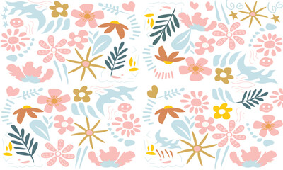 Flower garden, plants, botany, seamless pattern vector design for fashion, fabric, wallpaper and all prints. small flowers, small colorful flowers.