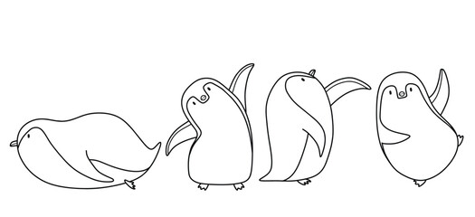 Doodle of cute penguin sketch. outline vector illustration. © dwi