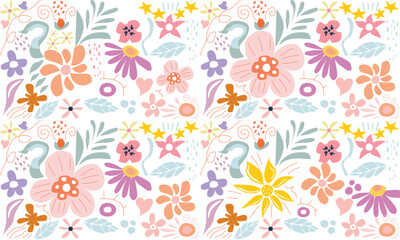 Seamless pattern of flowers.Vector illustration