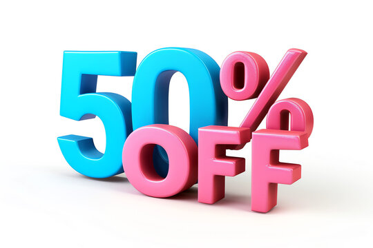 50% off sales sign, AI generated