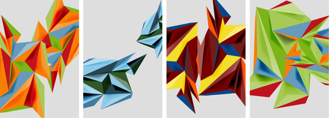 Triangle low poly mosaic posters. Vector illustration For Wallpaper, Banner, Background, Card, Book Illustration, landing page