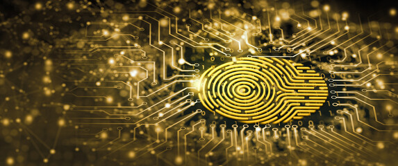 Password Control by Fingerprint. Fingerprint Security Concept. 3D Render.