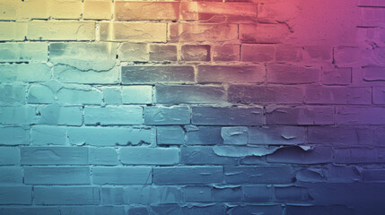 Colourful gradient brick wall with a weathered texture.