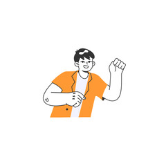 outline pose with orange clothes outline